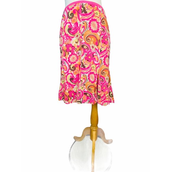 Sigrid Olsen A line Skirt Vintage Floral Womens Size 10 Side Zipper Loop & Hook - Picture 6 of 9